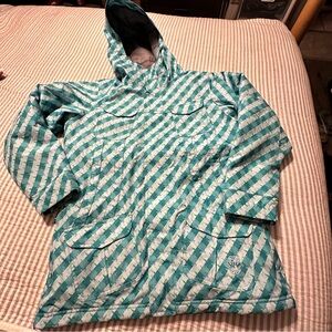 Sims Girls XL‎ Snowboard Jacket Teal White Geometric Hooded Insulated